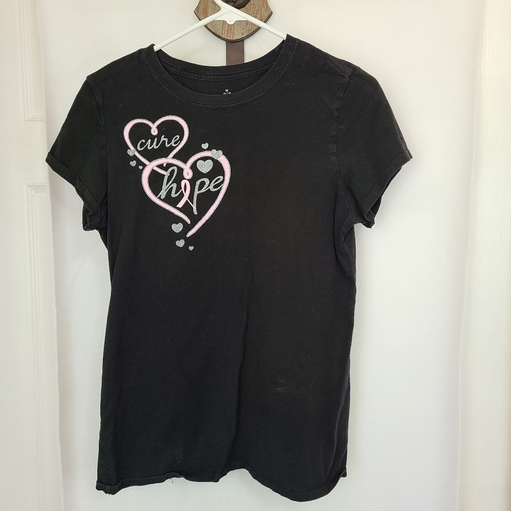 (131) Cancer awareness t-shirt, Size: Medium Color: Black